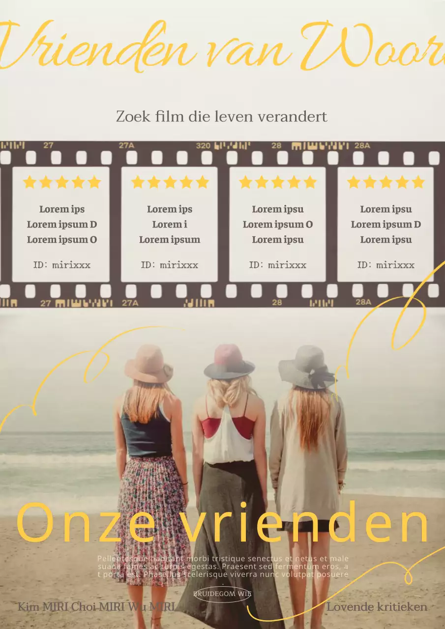 Promoot je film in een vintage recensieformaat in geel en beige