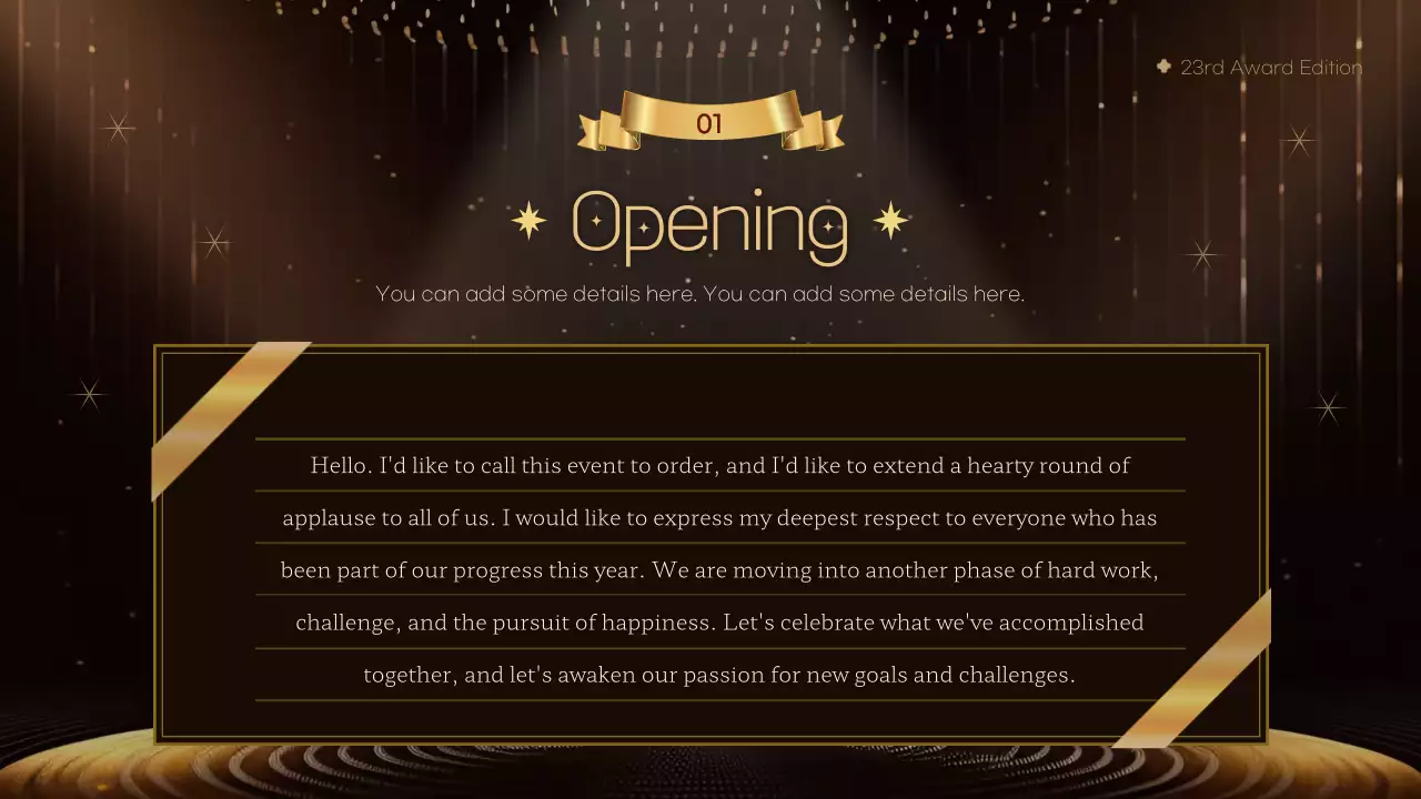 골드 엘레강트 이벤트 템플릿 프레젠테이션