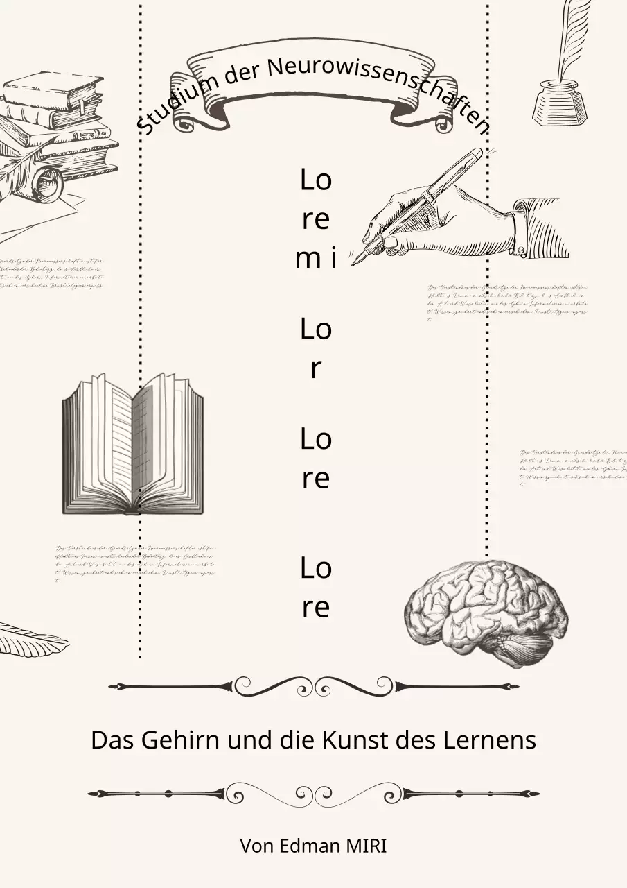 Klassischer Einband für Gehirnforschung und Lerntechniken in Beige und Schwarz