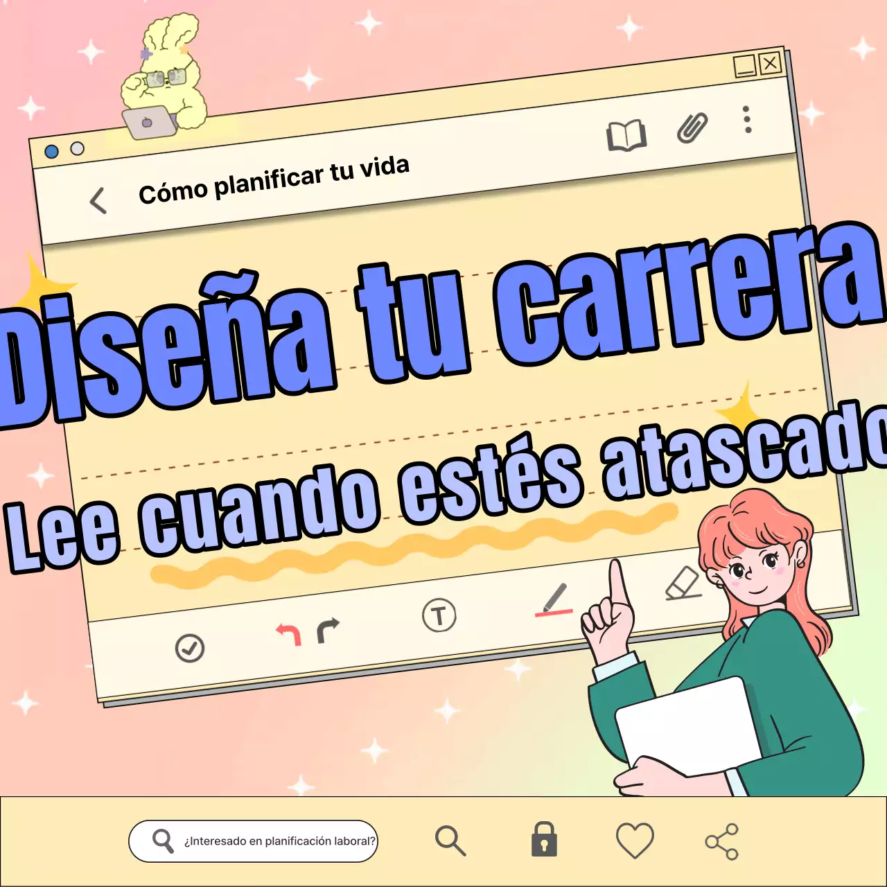 Una guía de planificación profesional con un concepto de bloc de notas amarillo y kitsch.