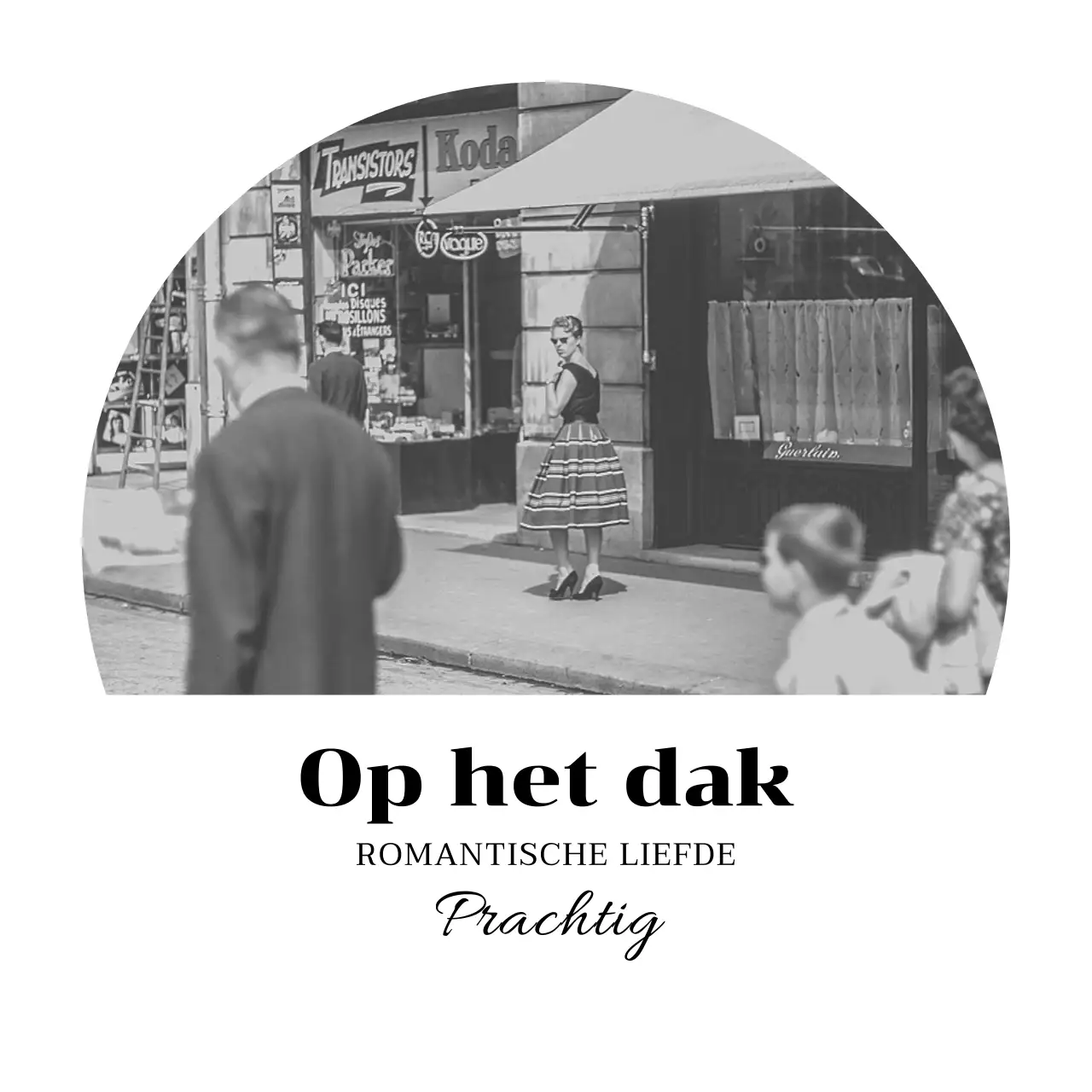 Op vintage geïnspireerd café met zwart-wit afbeeldingen en schreeflettertype