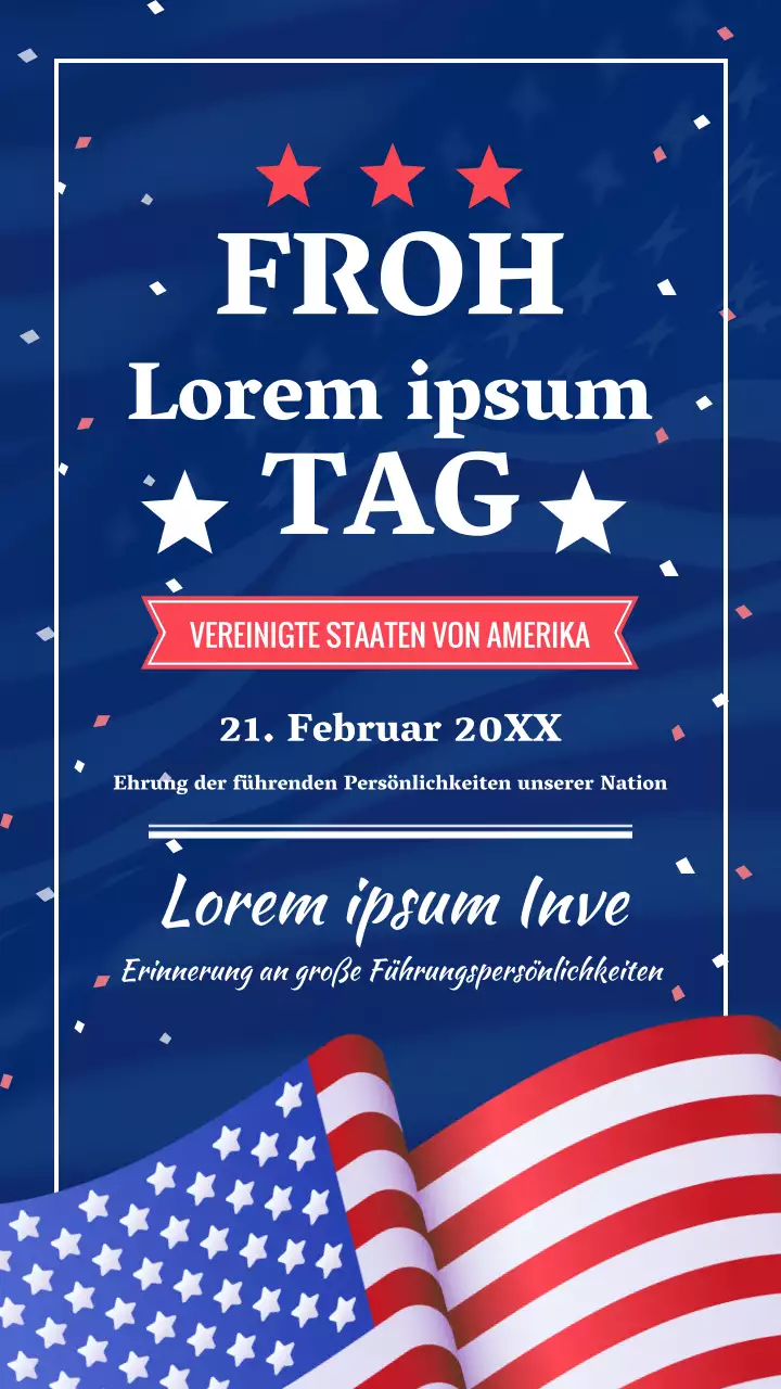 Blaue und rote klassische Werbung zum President's Day