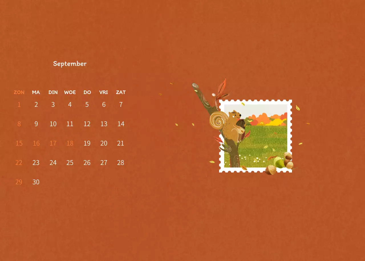 Stempelillustraties met een warm concept