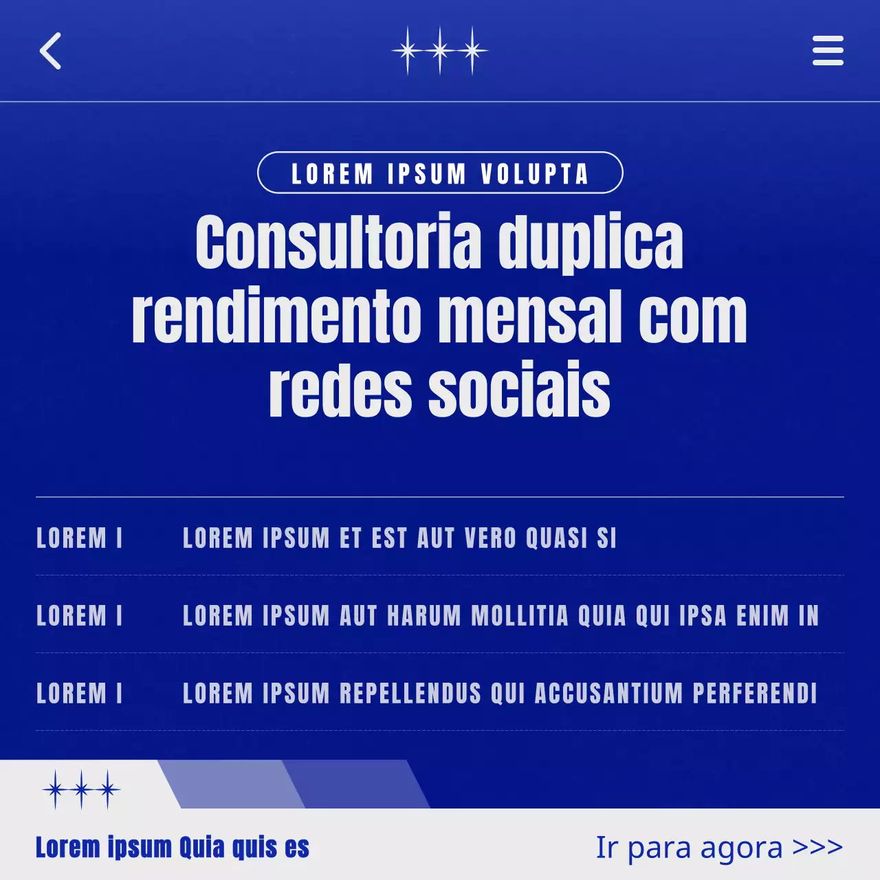 Promoção simples de consultoria em redes sociais a azul e branco