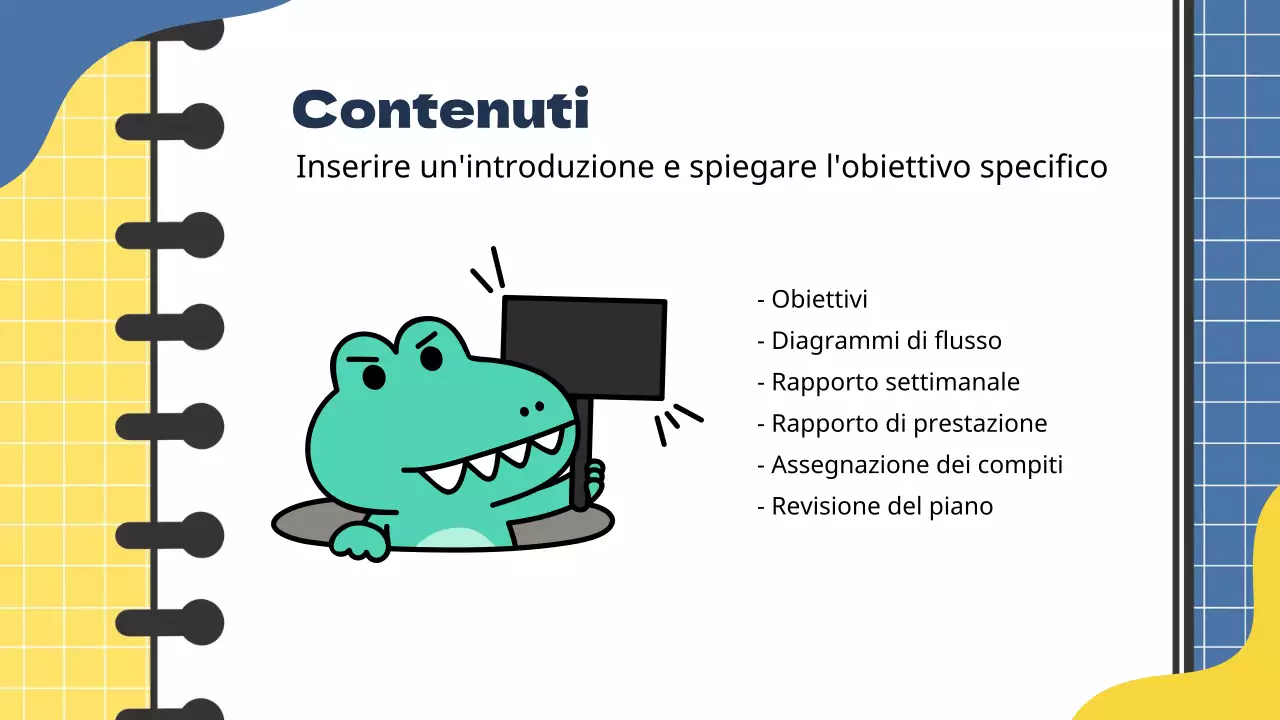 Relazione sugli appunti di marketing di tendenza blu e gialla