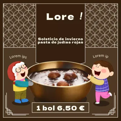 Promueva un sencillo menú de gachas de judías rojas para el solsticio de invierno en blanco y marrón