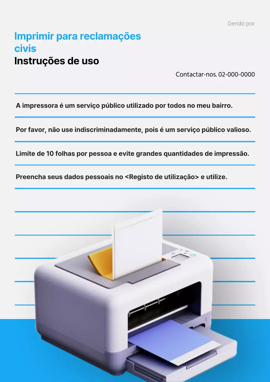 Anunciando a utilização de impressões 3D azuis e simples no sector público