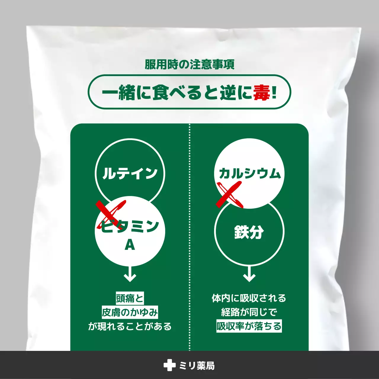 白 シンプル サプリメント チェックリスト Instagram カルーセル