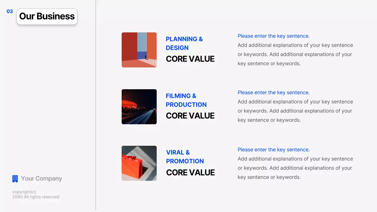 파랑과 흰색의 심플한 스토리텔링 회사소개서