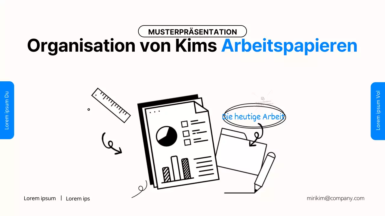 Einfache blaue und schwarze Büroarbeitspräsentation