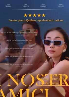 Promuovere recensioni di film moderni in azzurro e giallo