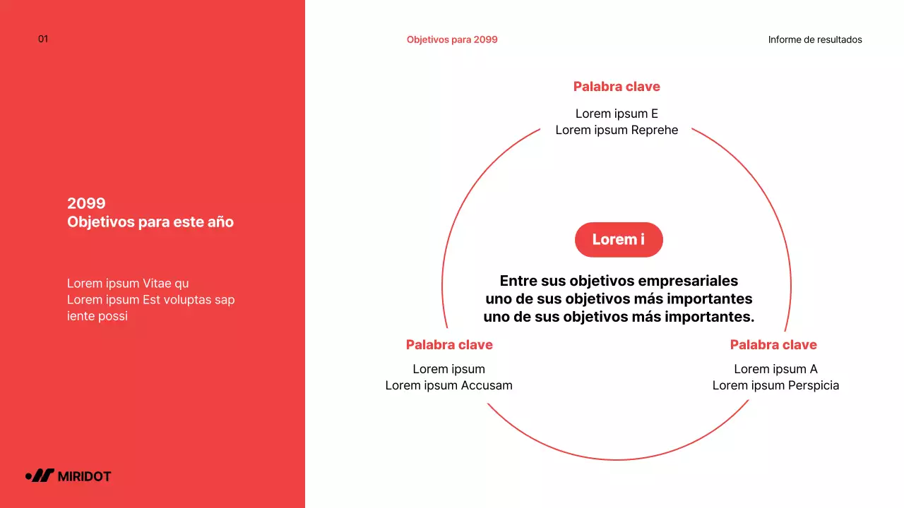 Informe de resultados de fin de año sencillo con acentos rojos