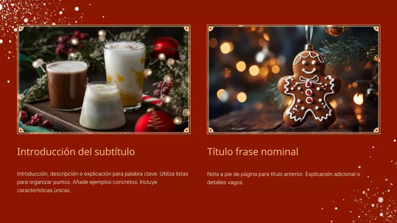 Una lujosa presentación de eventos navideños en rojo y marrón