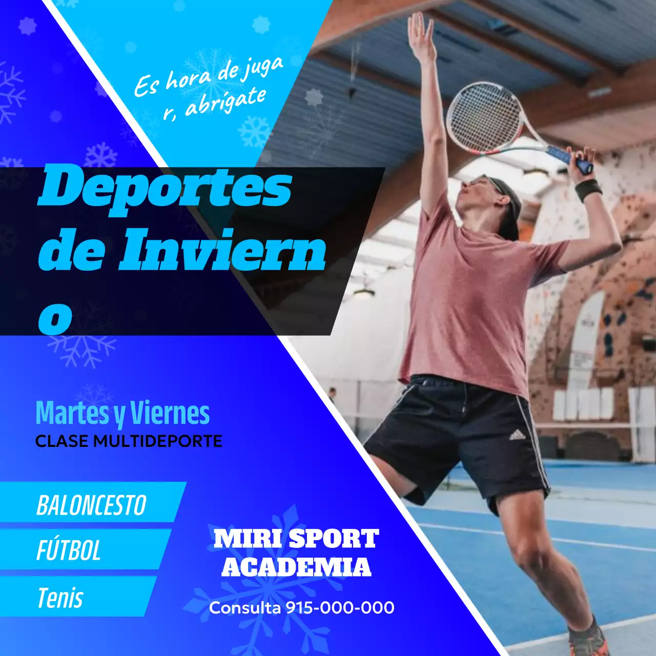 Promover un moderno centro de deportes de invierno en azul