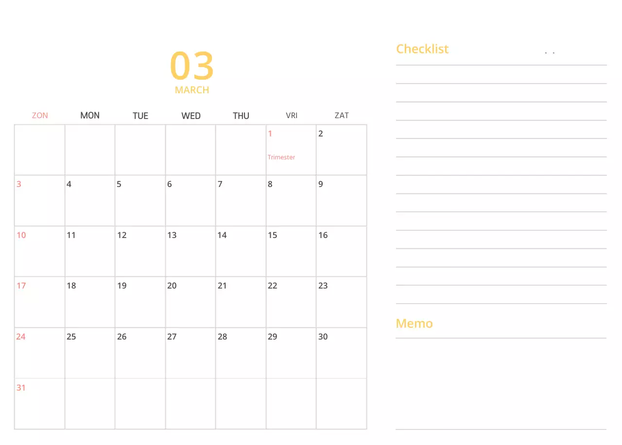 Schattige geïllustreerde groene bureaukalender met familiethema