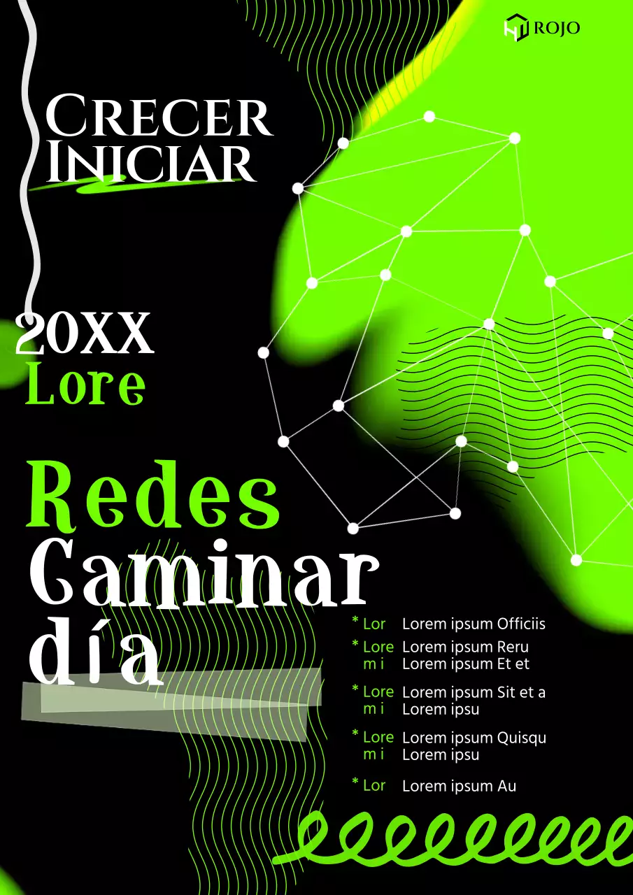 Promover los carteles de la red cyberstyle en verde lima y negro