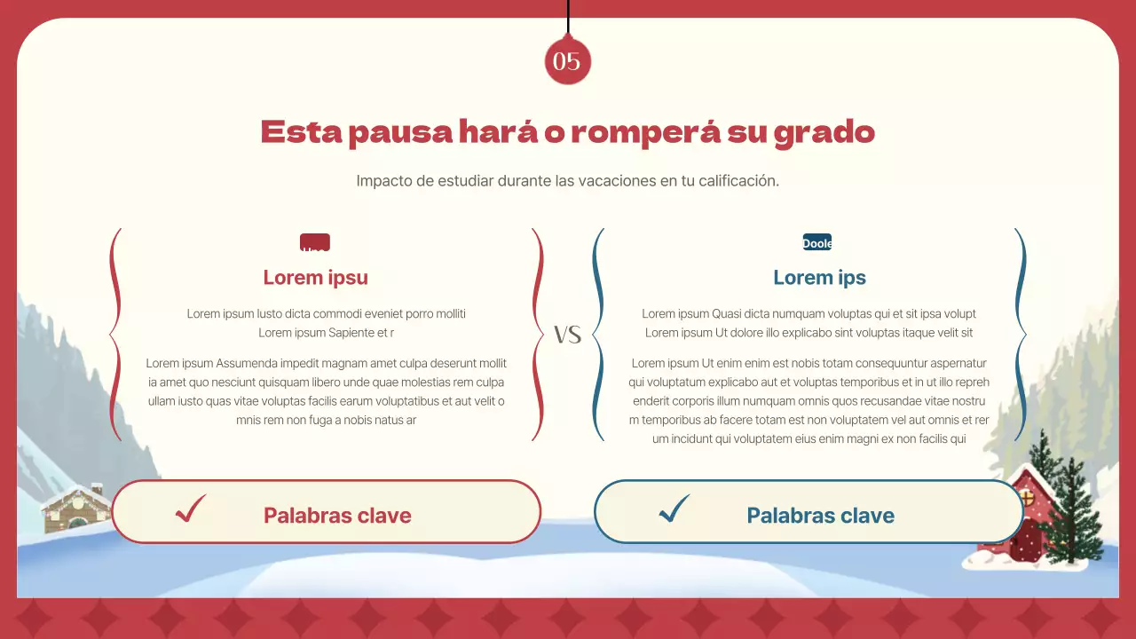 Curso intensivo de invierno en rojo y azul marino