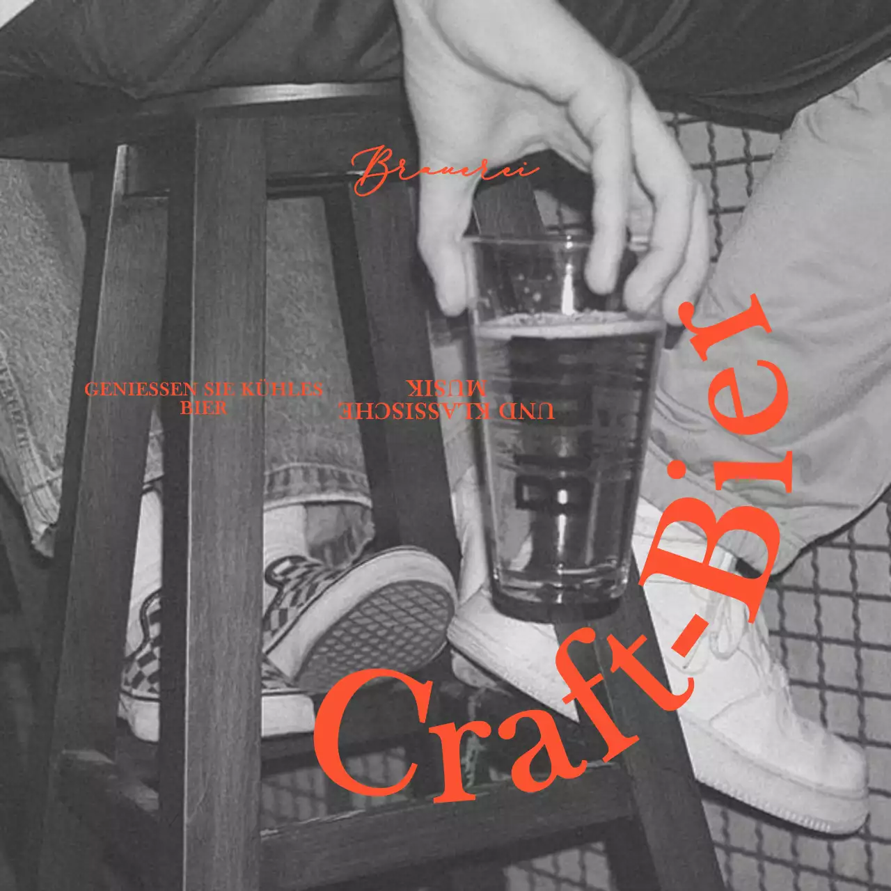 Vintage-inspirierte Kneipe mit sentimentaler Schwarz-Weiß-Fotografie und Serifenschrift