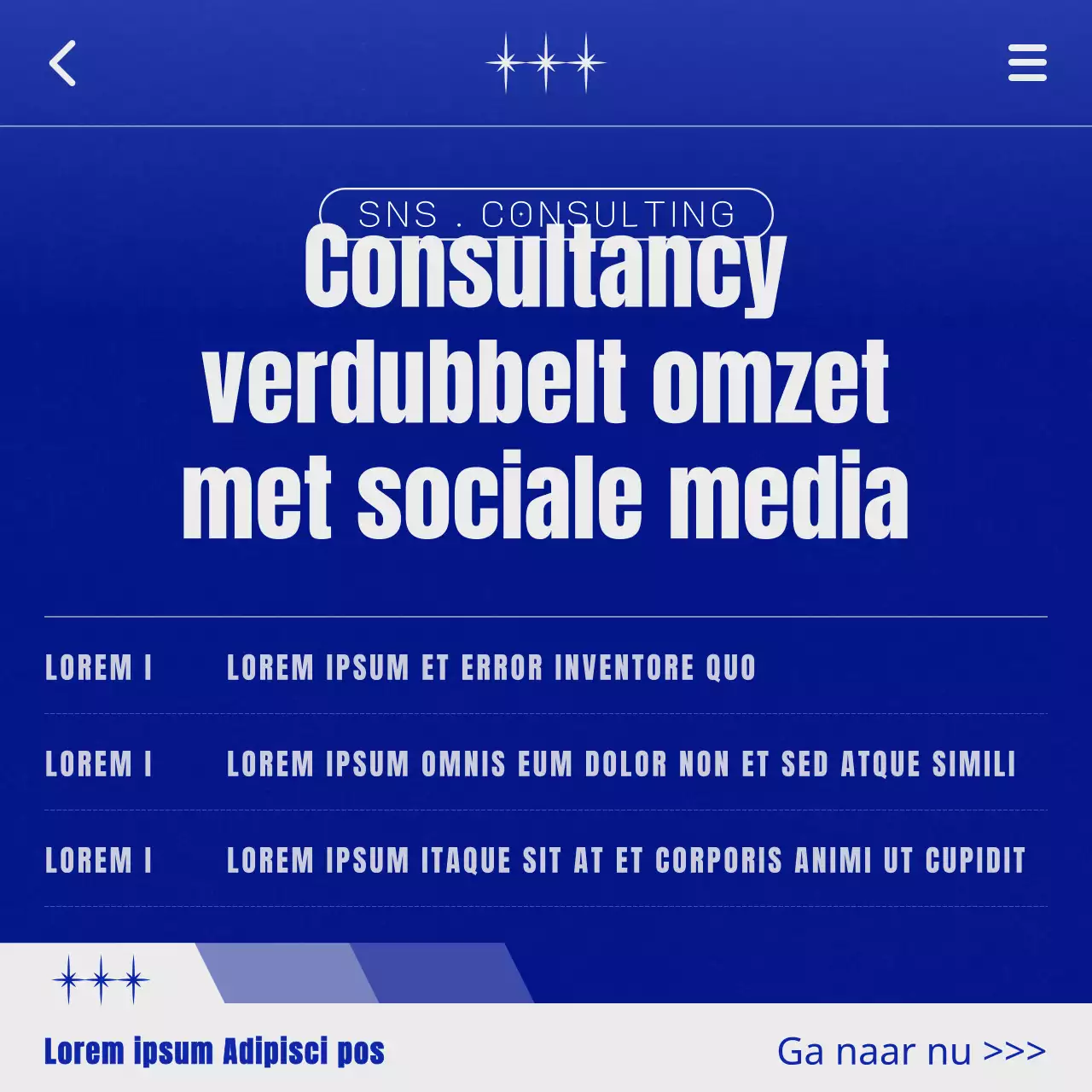Eenvoudige blauw-witte social media consultancy promotie