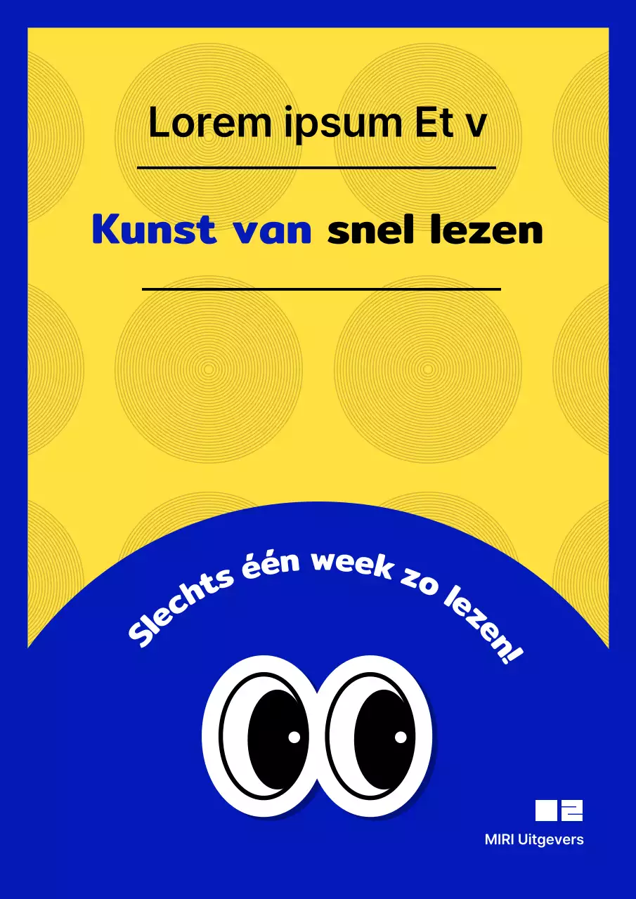 Minimalistische boekomslag voor snellezen in geel en blauw