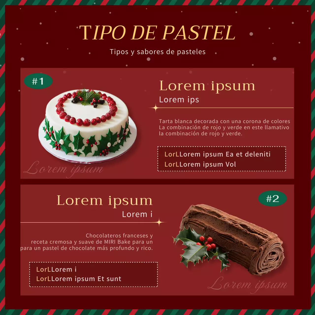 Promocione un pastel navideño clásico en verde