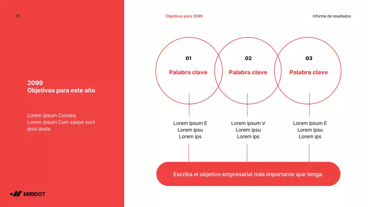 Informe de resultados de fin de año sencillo con acentos rojos
