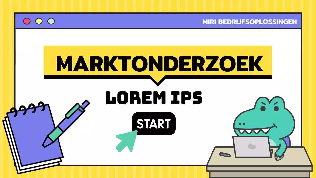 Geel en paars trendy marketing studie aantekeningen verslag