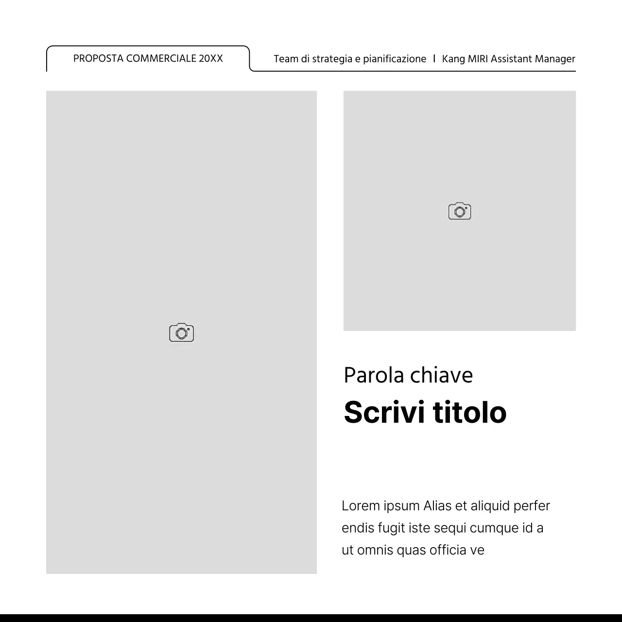 Promuovete un layout con molte cornici semplici in bianco e nero.