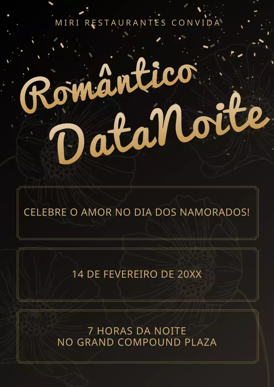 Ouro e preto Elegante Noite de Jantar dos Namorados Publicidade
