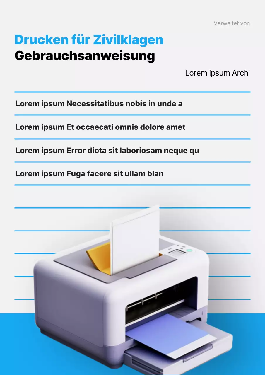 Ankündigung der Verwendung von blauen, einfachen 3D-Drucken für den öffentlichen Sektor