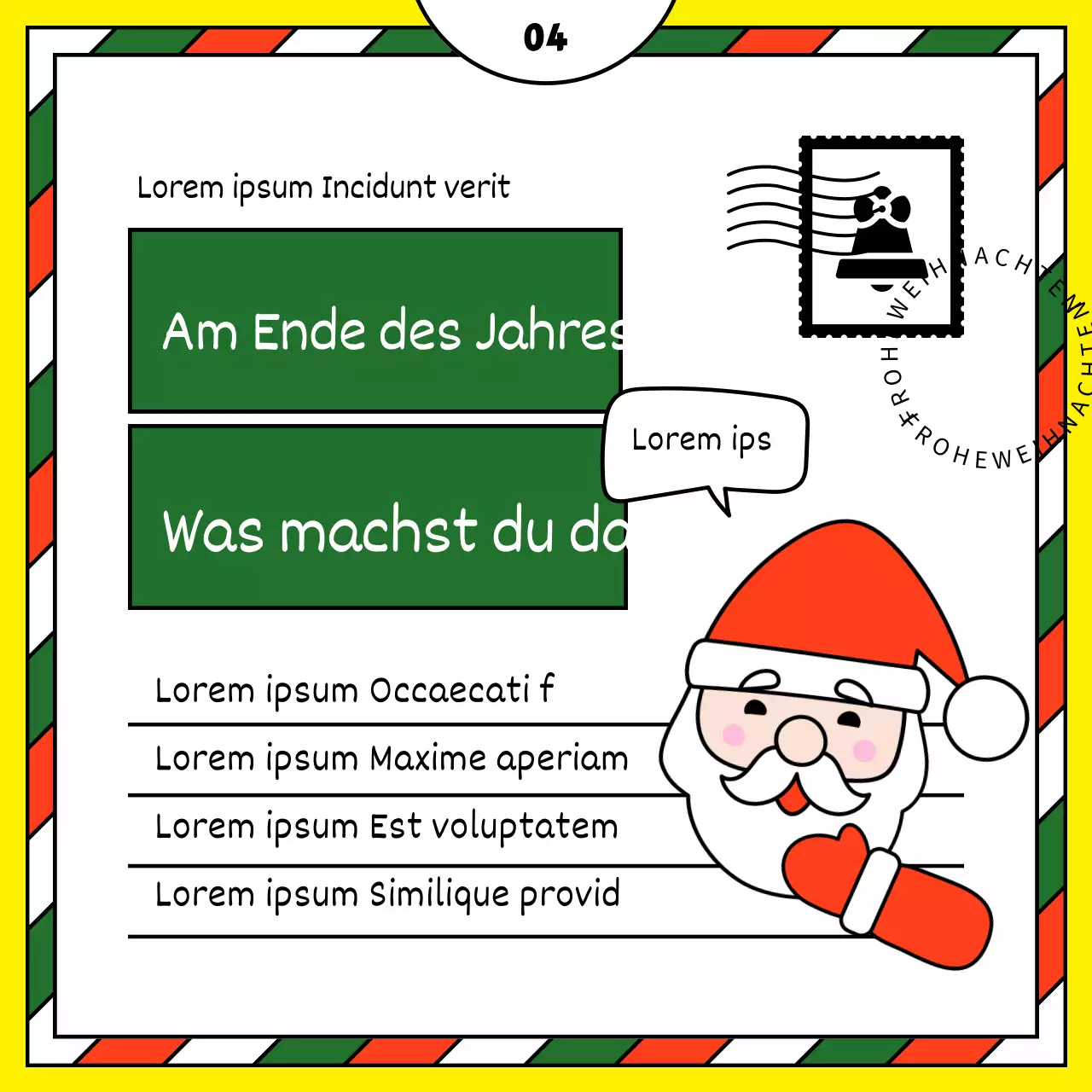 Niedliche Weihnachtsvorlage Anzeige in rot und gelb