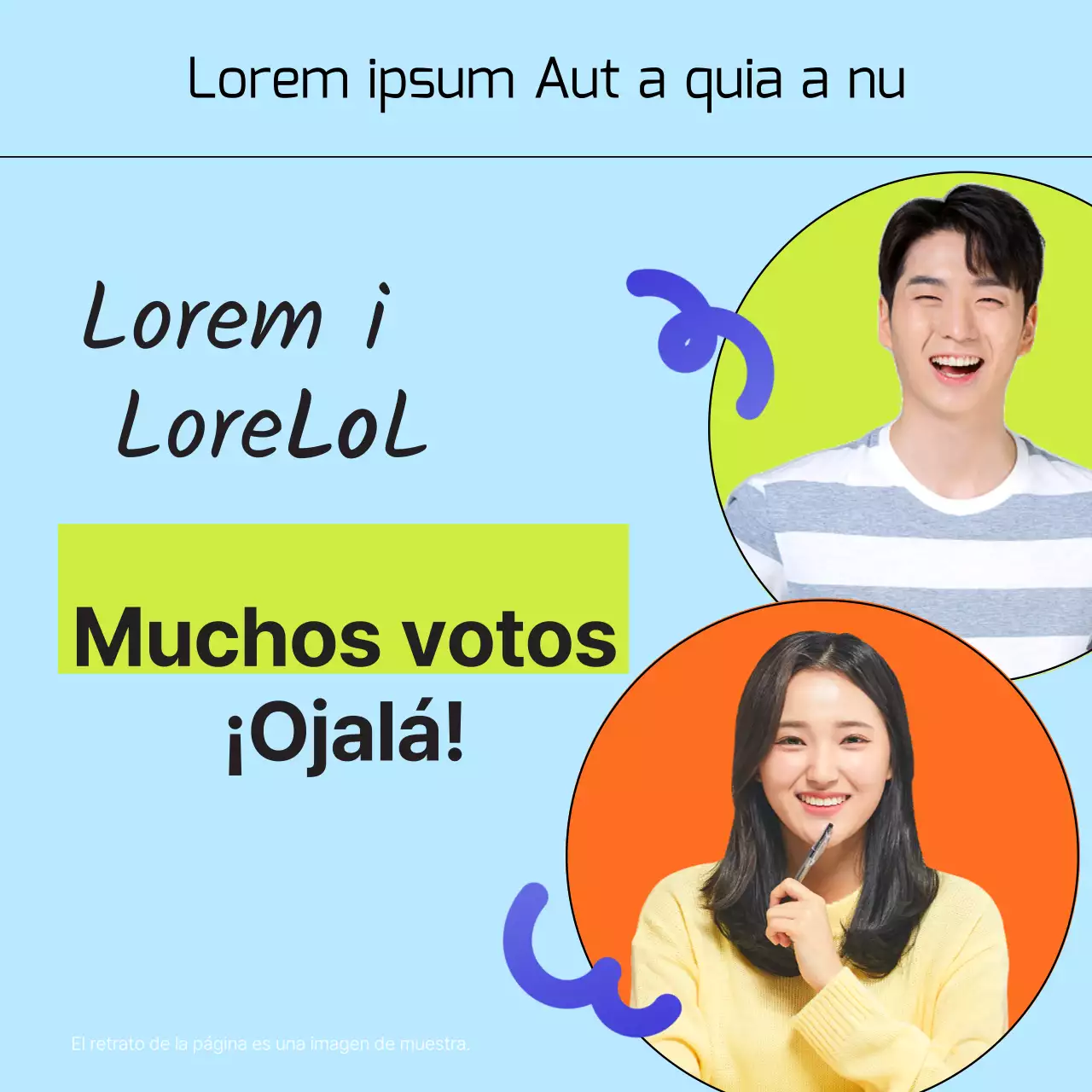 Promover una colección kitsch de prendas celestes y naranjas