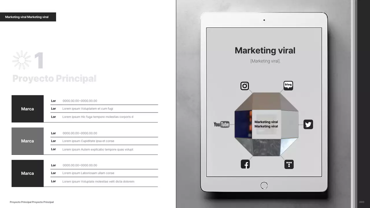 Cartera minimalista en blanco y negro para profesionales del marketing