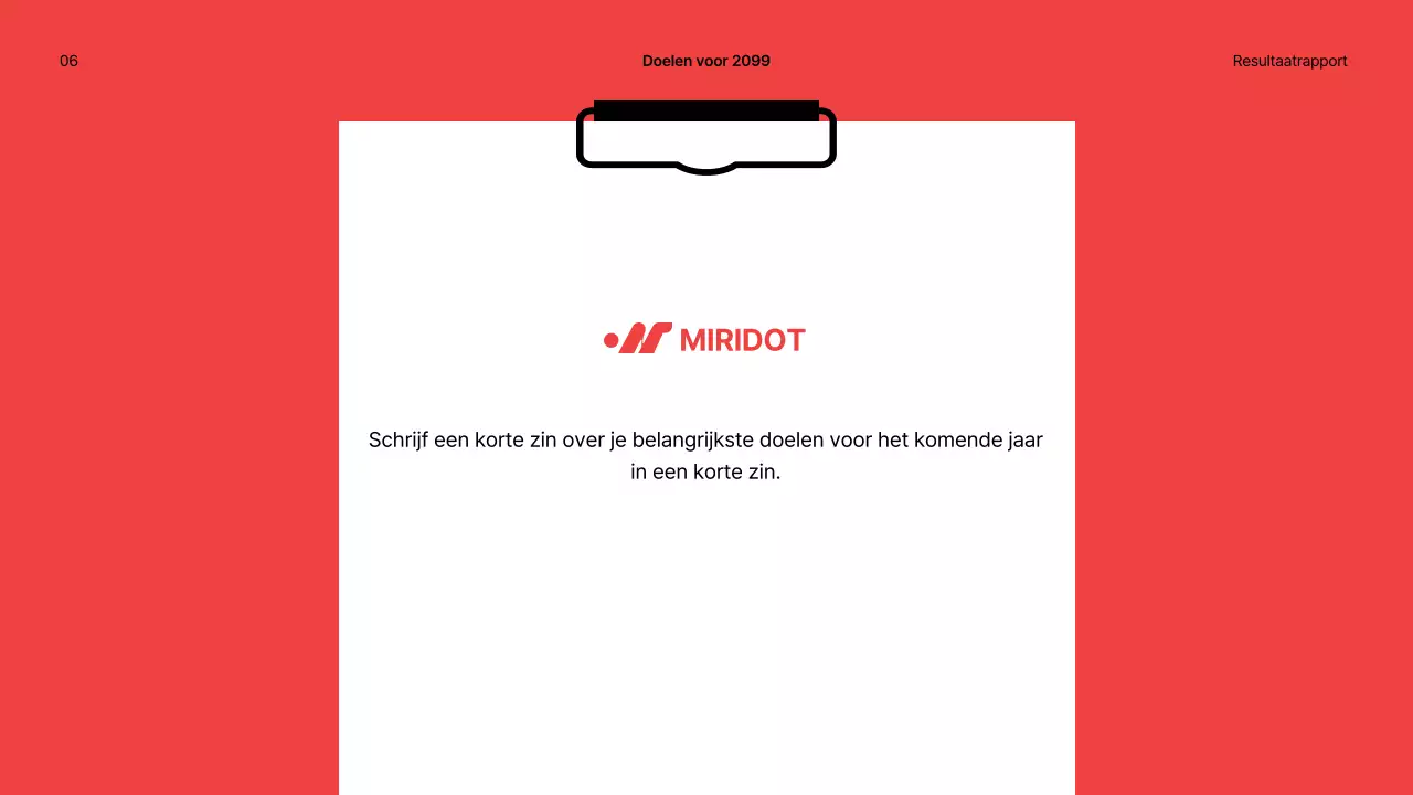 Eenvoudig eindejaarsrapport met rode accenten