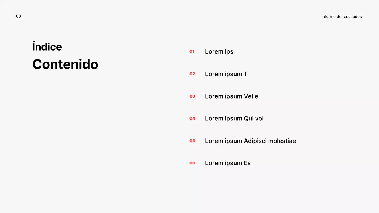 Informe de resultados de fin de año sencillo con acentos rojos