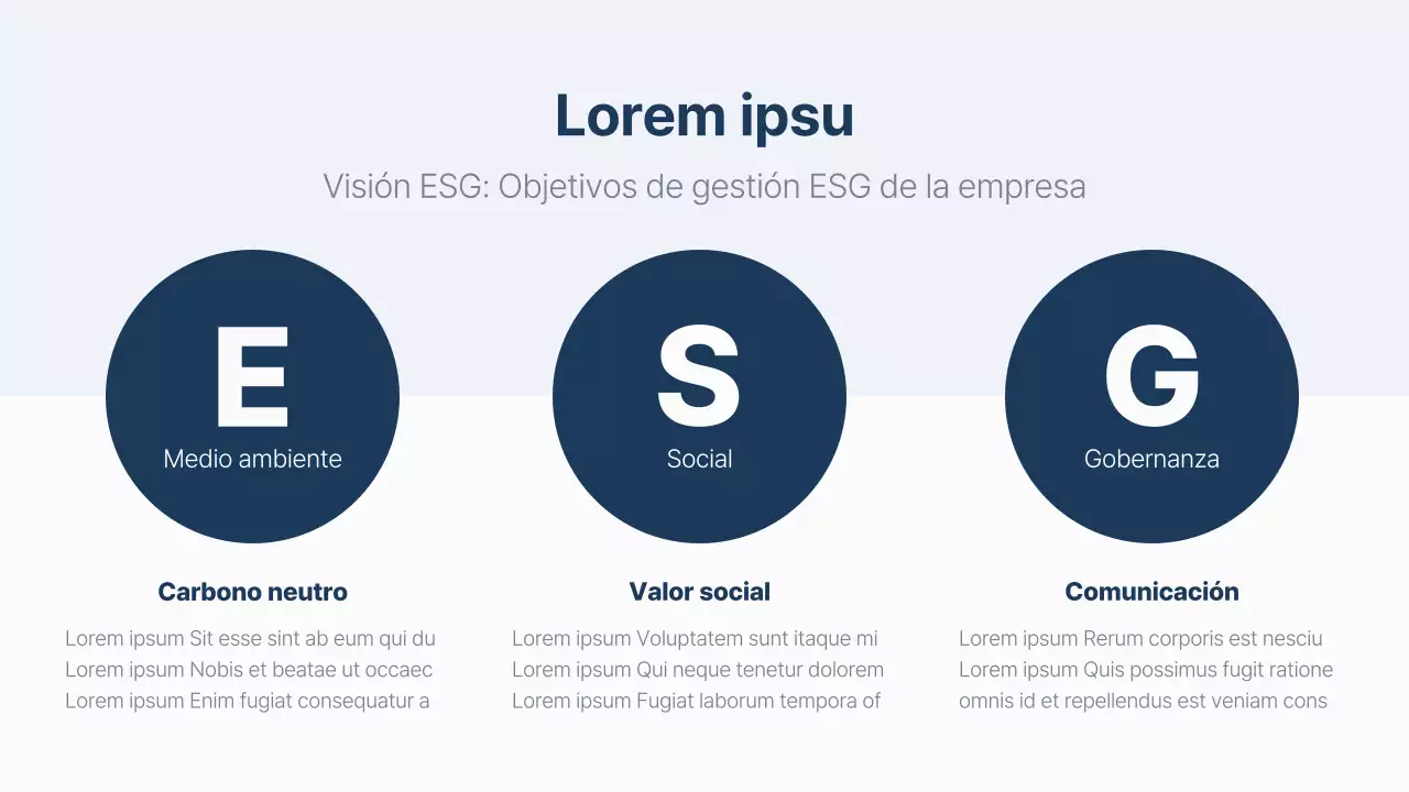 Un informe ESG sencillo en azul marino y azul claro