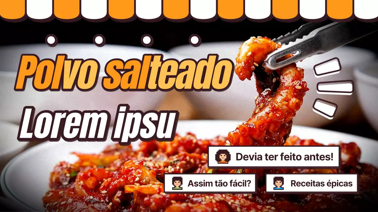 Receita de Paródia de Polvo Dourado Salteado em Laranja e Castanho