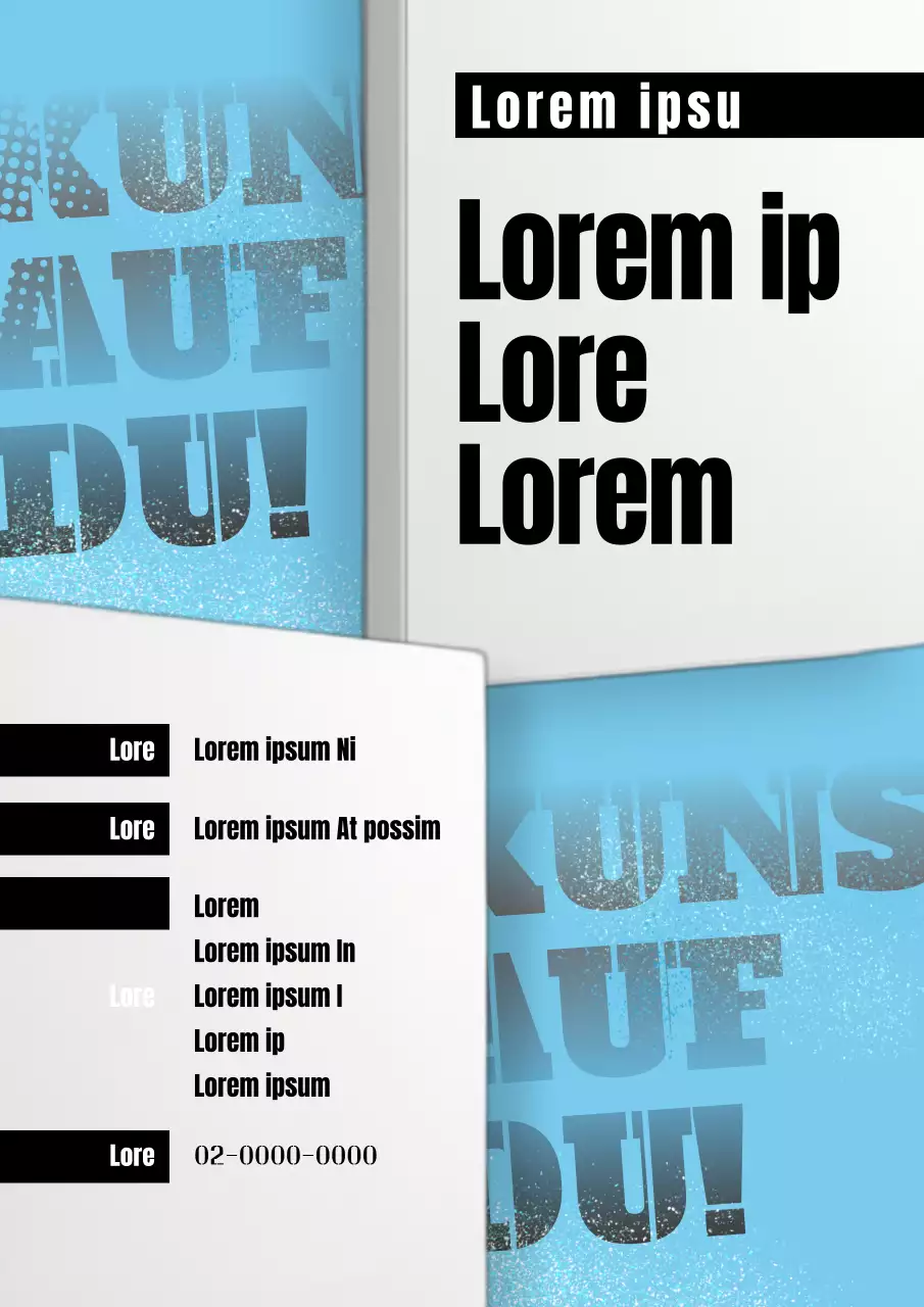 Förderung einer schwarz-hellblauen, von der Pop-Art inspirierten Performance-Präsentation