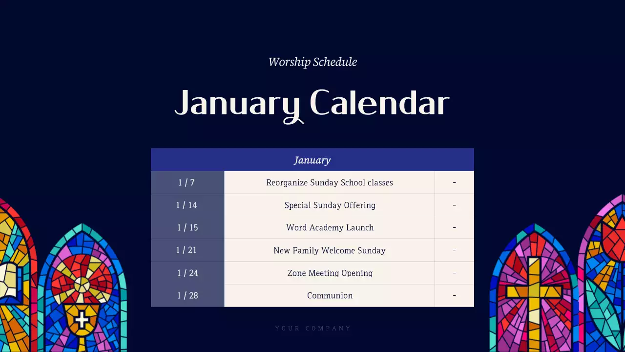 Navy Traditional Church Announcement Presentation