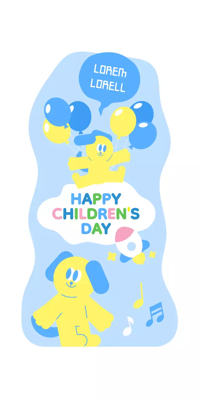 Children's Day event stilt walker with colorful and cute characters