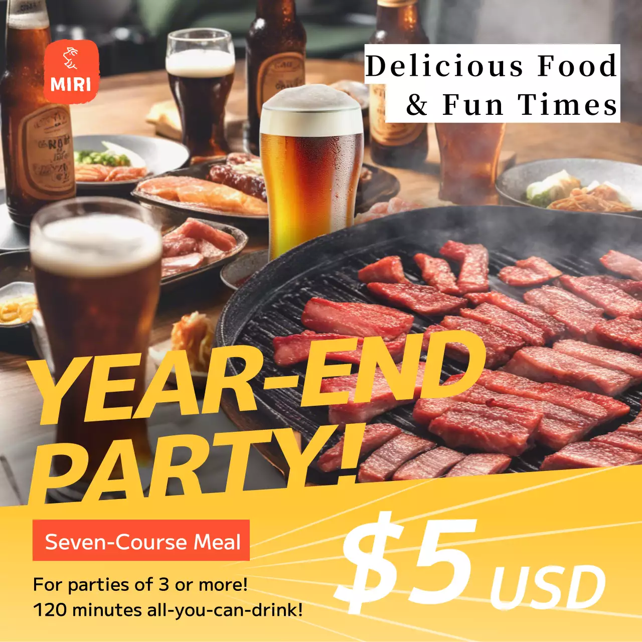 Yellow Modern Party Promotion Instagram Post