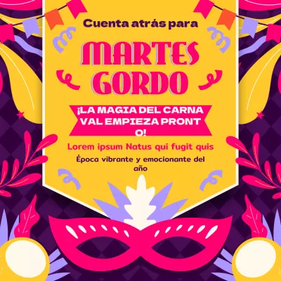 Kitsch amarillo y rosa intenso Anuncio de cuenta atrás de carnaval