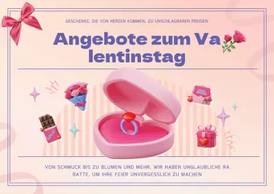 Geometrische Anzeige zum Valentinstag in Rosa und Lila