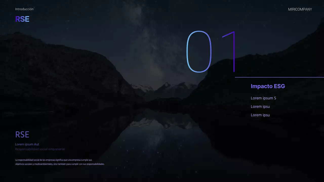 Un moderno informe de sostenibilidad ESG en morado y azul claro