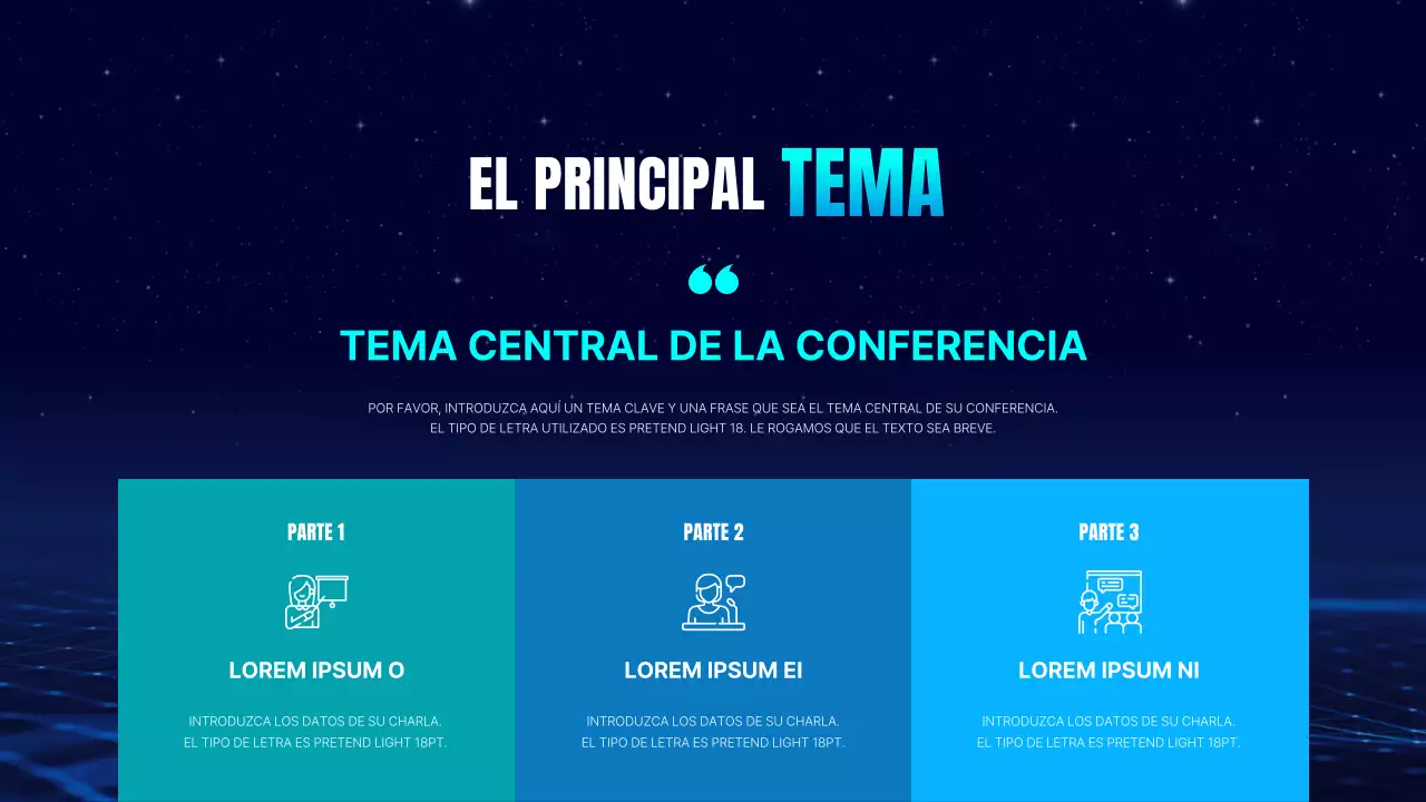 Presentación de conferencia sencilla en azul marino y azul claro