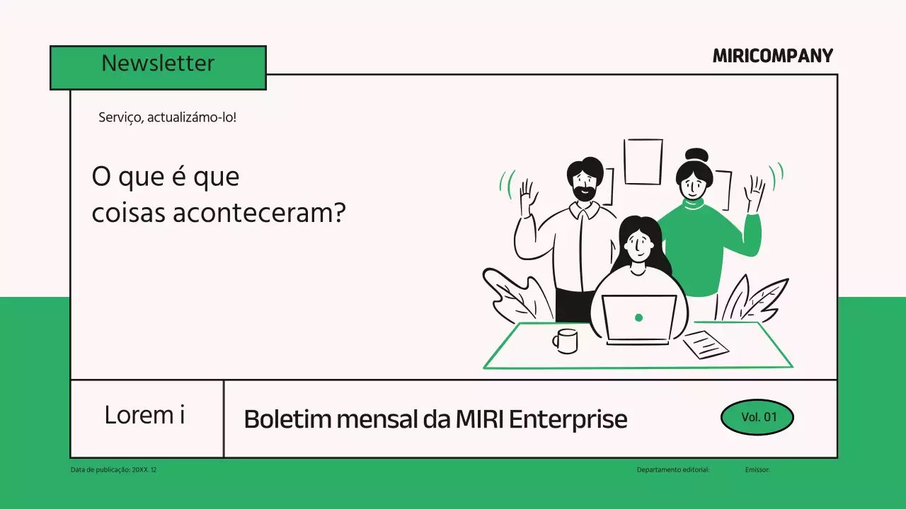 Sobre o boletim informativo mensal verde e moderno para empresas