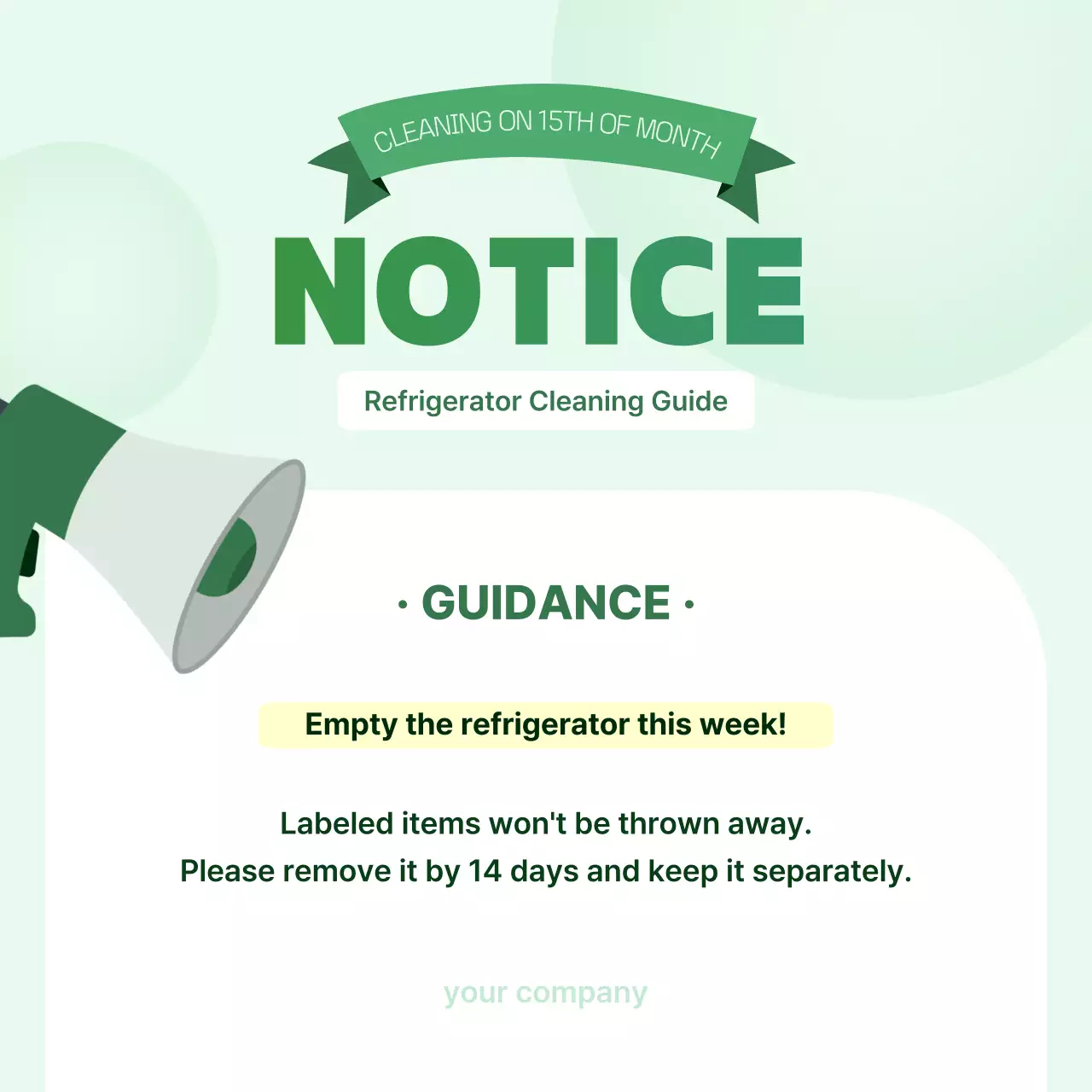 그린 미니멀 클리닝 공지 소셜 미디어 게시물