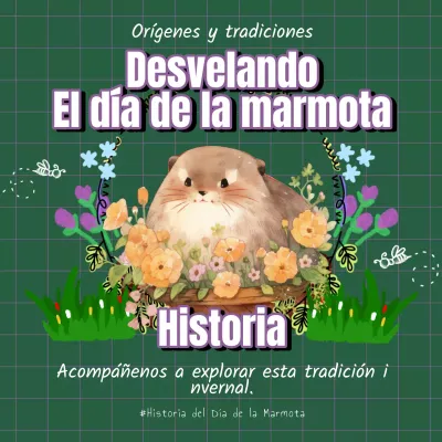 Kitsch verde y morado Anuncio histórico del Día de la Marmota