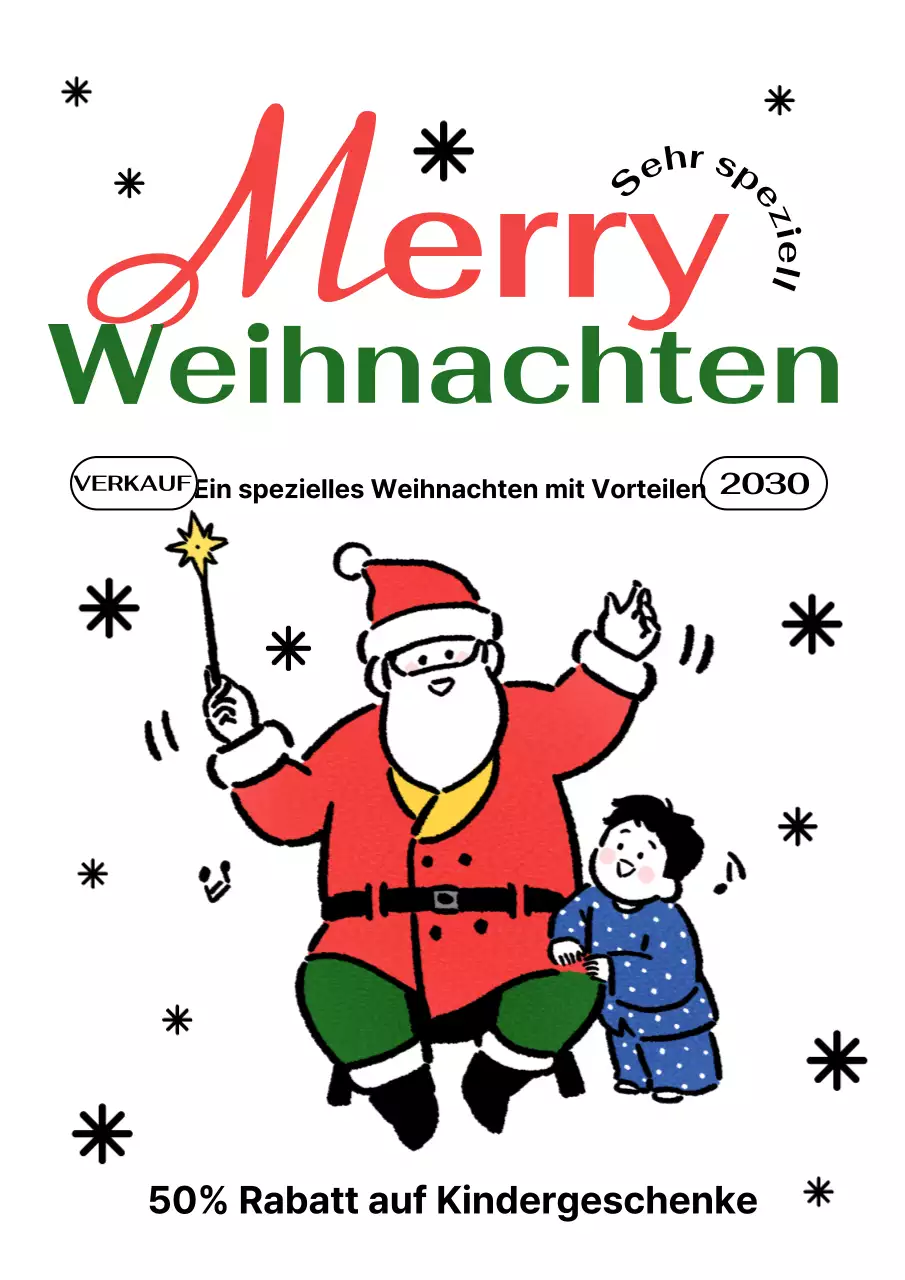 Pop-Art-Weihnachtsausverkaufsanzeige in Weiß und Grün