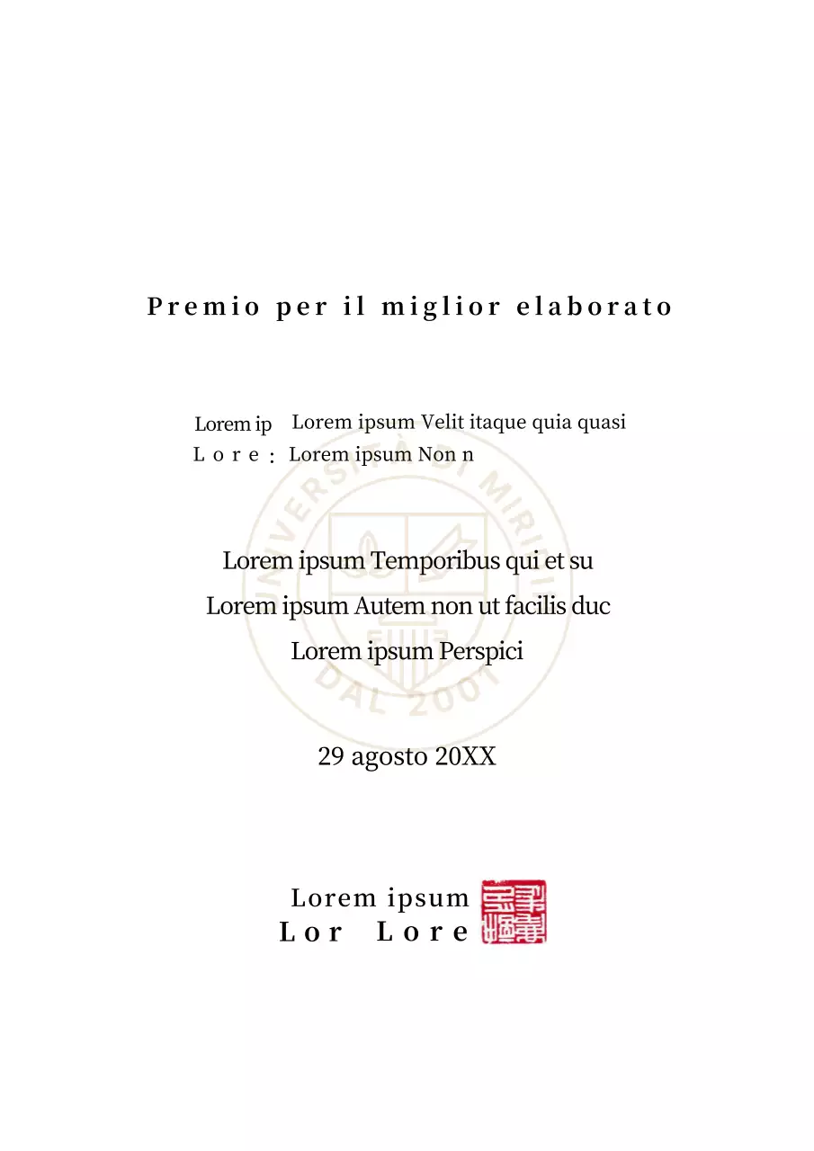 Semplice premio universitario per il miglior elaborato con concetto di modulo di premiazione scolastica